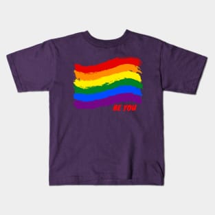 Rainbow BE YOU graphic show your pride and support equality for everyone Kids T-Shirt